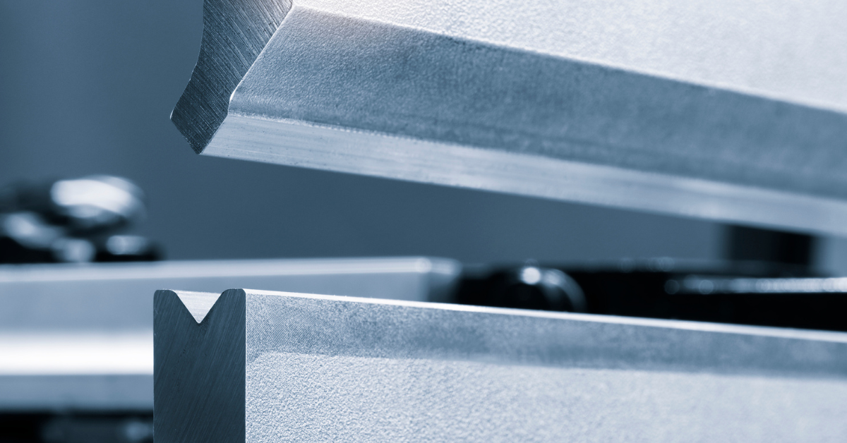 Close up of a die for a press brake